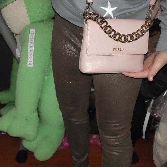 FURLA Saffiano Leather Chunky Chain Crossbody Bag - Picture 6 of 8